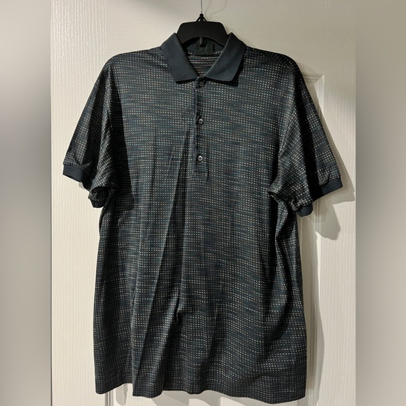 BOBBY JONES Golf Polo Shirt‎ - Navy Blue w/ Dotted Print Size Medium - Picture 1 of 8